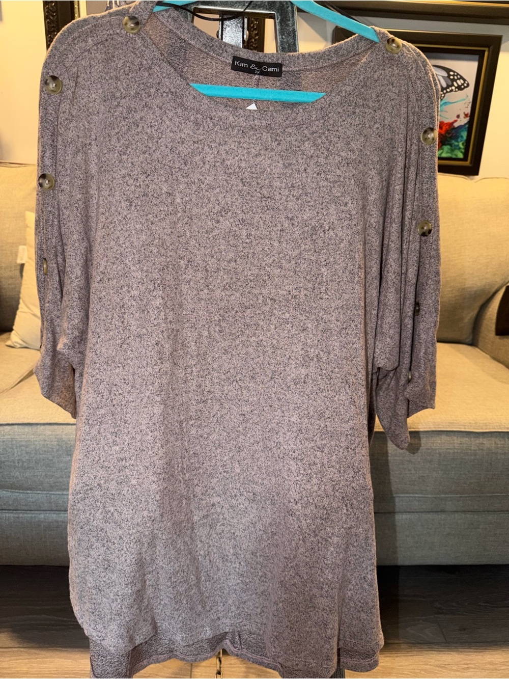 Kim & Cami Heathered Mauve Casual Knit Top